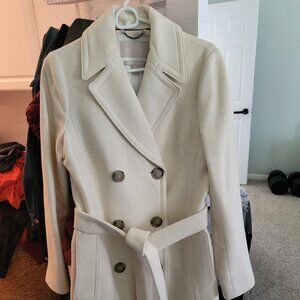 Pea coat white Wool By Banana Republic Womens Small